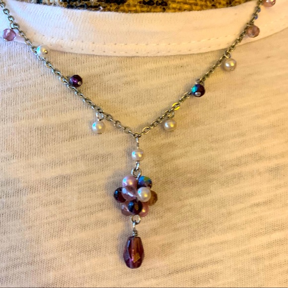 Cookie Lee adjustable chain necklace with gems